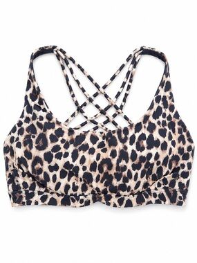Victoria's Secret Leopard-Print Crisscross Sports Bra - Black & Beige
